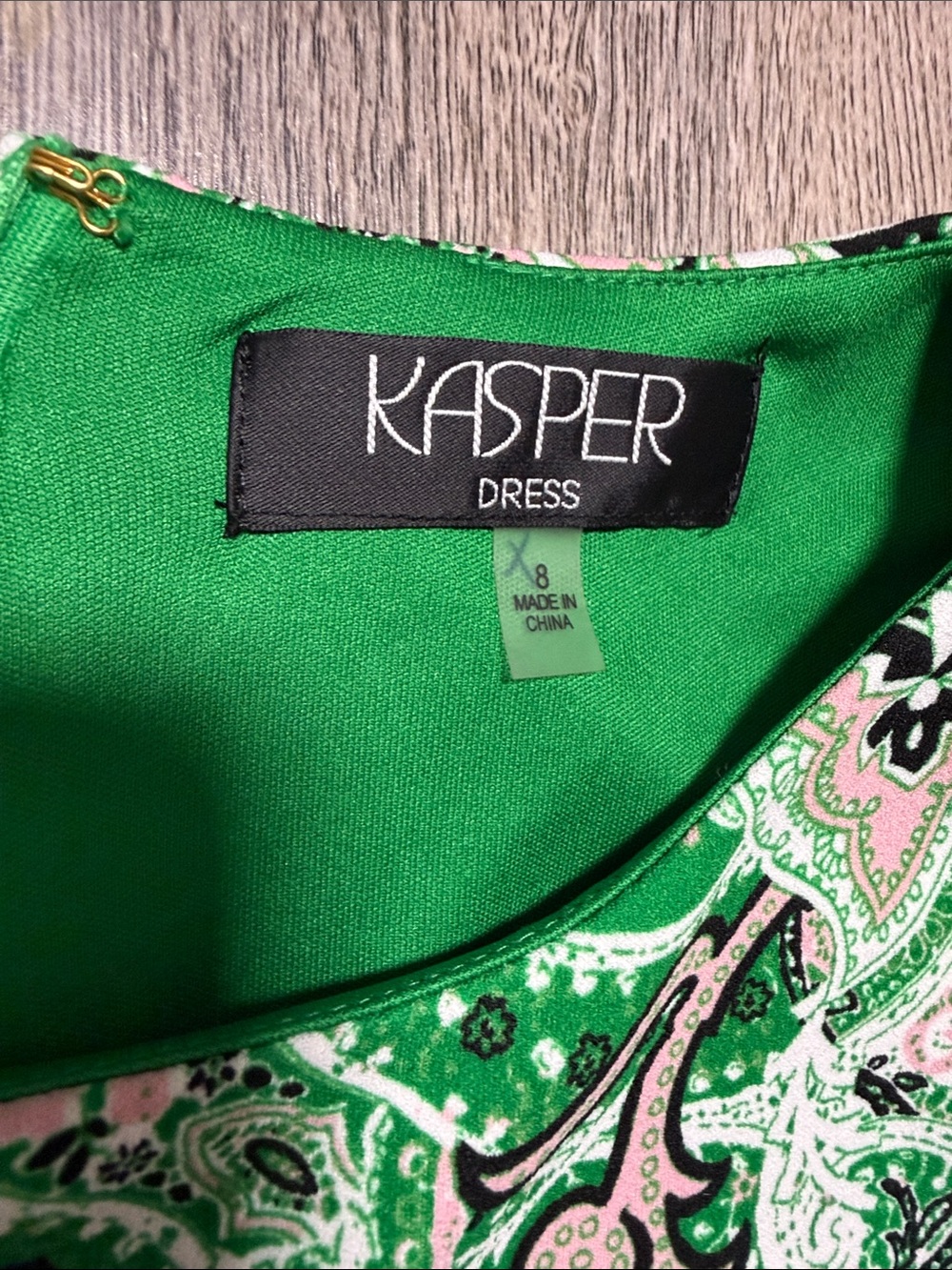 Kasper Green Paisley Midi Dress with Pink & White Accents - Picture 2 of 13